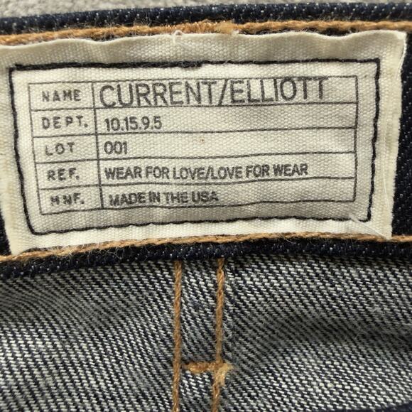 Current Elliott High Rise Flare Jeans Dark Wash Floral Overlay Womens 32x36 Y2K - Picture 3 of 11